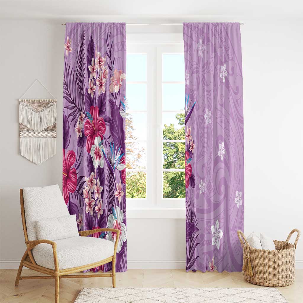 Hawaii Tropical Flowers Window Curtain Polynesian Tattoo Lavender LT05 - Polynesian Pride