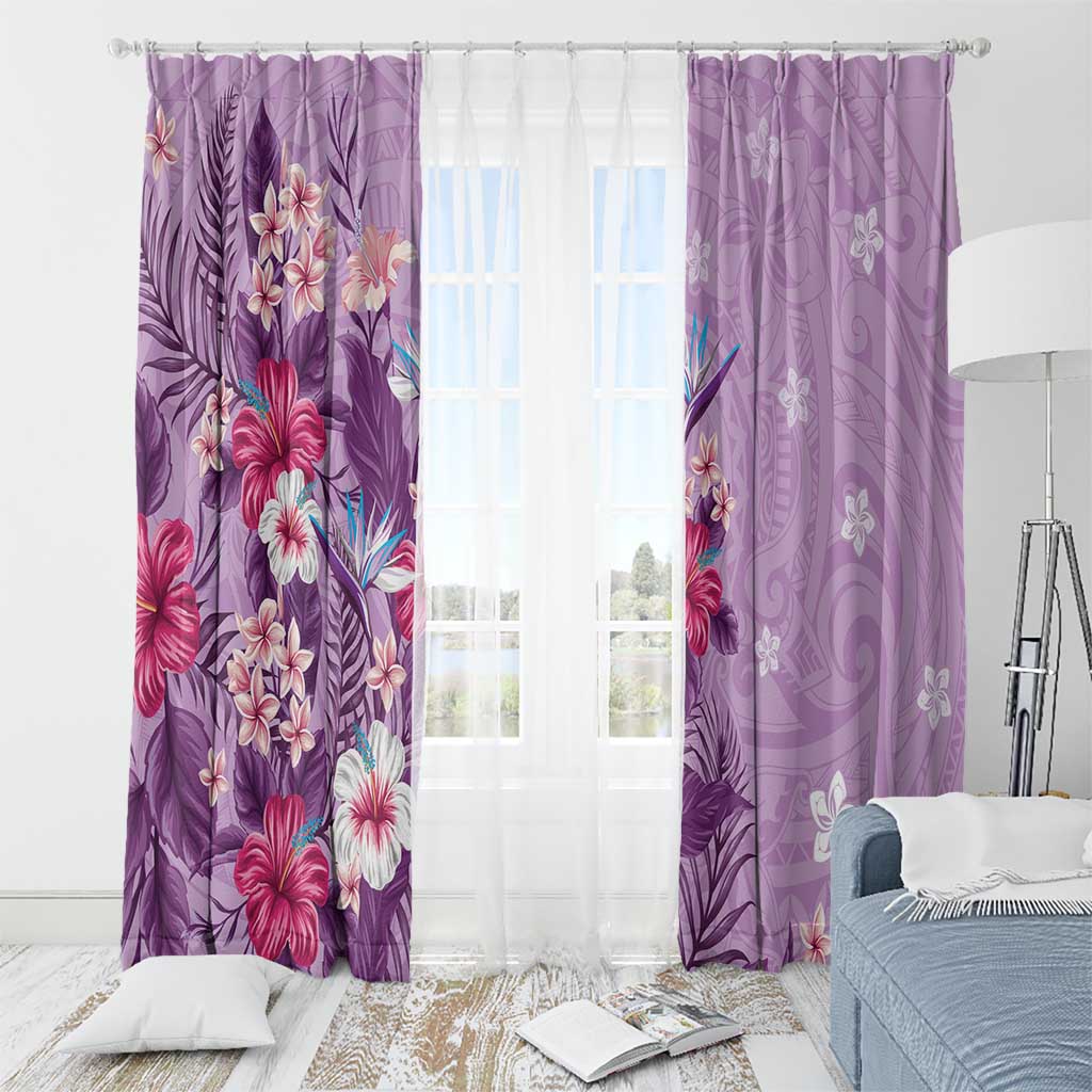 Hawaii Tropical Flowers Window Curtain Polynesian Tattoo Lavender LT05 - Polynesian Pride