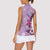 Hawaii Tropical Flowers Women Sleeveless Polo Shirt Polynesian Tattoo Lavender