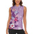 Hawaii Tropical Flowers Women Sleeveless Polo Shirt Polynesian Tattoo Lavender