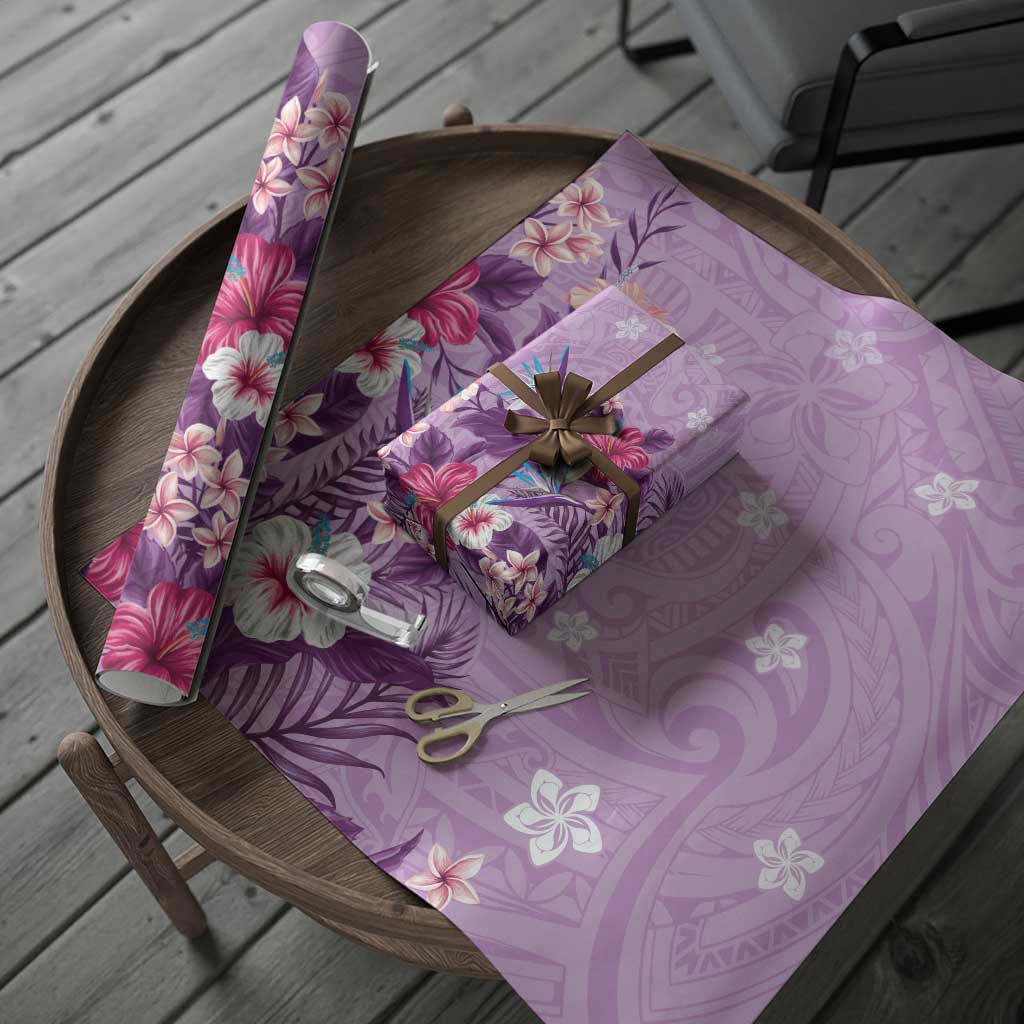 Hawaii Tropical Flowers Wrapping Paper Polynesian Tattoo Lavender LT05 - Polynesian Pride