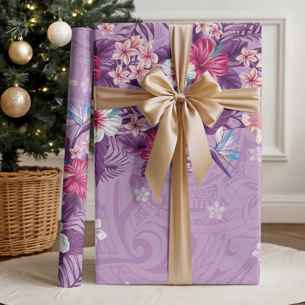 Hawaii Tropical Flowers Wrapping Paper Polynesian Tattoo Lavender LT05 - Polynesian Pride
