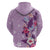 Hawaii Tropical Flowers Zip Hoodie Polynesian Tattoo Lavender