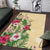 Hawaii Tropical Flowers Area Rug Polynesian Tattoo Buttermilk