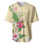 Hawaii Tropical Flowers Baseball Jersey Polynesian Tattoo Buttermilk