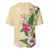 Hawaii Tropical Flowers Baseball Jersey Polynesian Tattoo Buttermilk