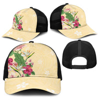 Hawaii Tropical Flowers Baseball Net Cap Polynesian Tattoo Buttermilk LT05 - Polynesian Pride