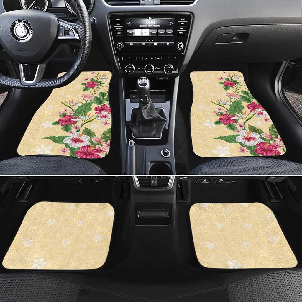 Hawaii Tropical Flowers Car Mats Polynesian Tattoo Buttermilk