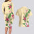 Hawaii Tropical Flowers Couples Matching Long Sleeve Bodycon Dress and Hawaiian Shirt Polynesian Tattoo Buttermilk