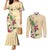 Hawaii Tropical Flowers Couples Matching Mermaid Dress and Long Sleeve Button Shirt Polynesian Tattoo Buttermilk