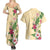 Hawaii Tropical Flowers Couples Matching Summer Maxi Dress and Hawaiian Shirt Polynesian Tattoo Buttermilk