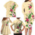 Hawaii Tropical Flowers Family Matching Long Sleeve Bodycon Dress and Hawaiian Shirt Polynesian Tattoo Buttermilk