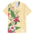 Hawaii Tropical Flowers Family Matching Off The Shoulder Long Sleeve Dress and Hawaiian Shirt Polynesian Tattoo Buttermilk