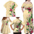 Hawaii Tropical Flowers Family Matching Off Shoulder Maxi Dress and Hawaiian Shirt Polynesian Tattoo Buttermilk