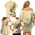 Hawaii Tropical Flowers Family Matching Off Shoulder Short Dress and Hawaiian Shirt Polynesian Tattoo Buttermilk