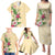 Hawaii Tropical Flowers Family Matching Puletasi and Hawaiian Shirt Polynesian Tattoo Buttermilk