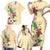 Hawaii Tropical Flowers Family Matching Short Sleeve Bodycon Dress and Hawaiian Shirt Polynesian Tattoo Buttermilk