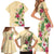 Hawaii Tropical Flowers Family Matching Short Sleeve Bodycon Dress and Hawaiian Shirt Polynesian Tattoo Buttermilk