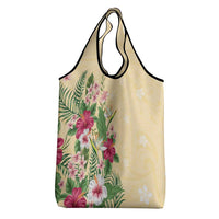 Hawaii Tropical Flowers Grocery Bag Polynesian Tattoo Buttermilk LT05 - Polynesian Pride