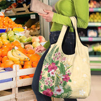 Hawaii Tropical Flowers Grocery Bag Polynesian Tattoo Buttermilk LT05 - Polynesian Pride