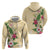 Hawaii Tropical Flowers Hoodie Polynesian Tattoo Buttermilk