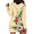 Hawaii Tropical Flowers Hoodie Dress Polynesian Tattoo Buttermilk