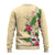 Hawaii Tropical Flowers Ugly Christmas Sweater Polynesian Tattoo Buttermilk