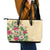 Hawaii Tropical Flowers Leather Tote Bag Polynesian Tattoo Buttermilk