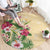 Hawaii Tropical Flowers Round Carpet Polynesian Tattoo Buttermilk