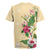 Hawaii Tropical Flowers Rugby Jersey Polynesian Tattoo Buttermilk