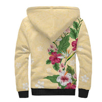 Hawaii Tropical Flowers Sherpa Hoodie Polynesian Tattoo Buttermilk LT05 - Polynesian Pride