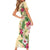 Hawaii Tropical Flowers Short Sleeve Bodycon Dress Polynesian Tattoo Buttermilk