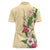 Hawaii Tropical Flowers Women Polo Shirt Polynesian Tattoo Buttermilk