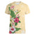 Hawaii Tropical Flowers Women V-Neck T-Shirt Polynesian Tattoo Buttermilk