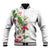 Hawaii Tropical Flowers Baseball Jacket Polynesian Tattoo White