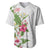 Hawaii Tropical Flowers Baseball Jersey Polynesian Tattoo White