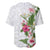 Hawaii Tropical Flowers Baseball Jersey Polynesian Tattoo White