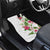 Hawaii Tropical Flowers Car Mats Polynesian Tattoo White