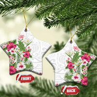 Hawaii Tropical Flowers Ceramic Ornament Polynesian Tattoo White LT05 Star White - Polynesian Pride