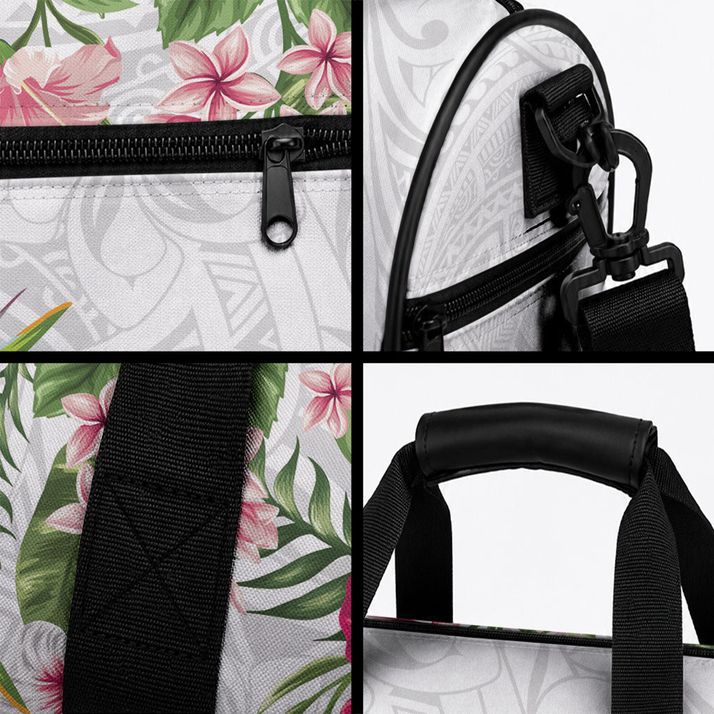 Hawaii Tropical Flowers Duffle Bag Polynesian Tattoo White LT05 - Polynesian Pride
