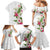 Hawaii Tropical Flowers Family Matching Mermaid Dress and Hawaiian Shirt Polynesian Tattoo White