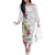 Hawaii Tropical Flowers Family Matching Off The Shoulder Long Sleeve Dress and Hawaiian Shirt Polynesian Tattoo White