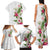 Hawaii Tropical Flowers Family Matching Tank Maxi Dress and Hawaiian Shirt Polynesian Tattoo White