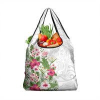 Hawaii Tropical Flowers Grocery Bag Polynesian Tattoo White LT05 1-pack One Size White - Polynesian Pride
