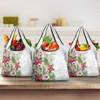 Hawaii Tropical Flowers Grocery Bag Polynesian Tattoo White LT05 3-pack One Size White - Polynesian Pride