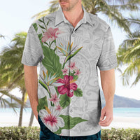 Hawaii Tropical Flowers Hawaiian Shirt Polynesian Tattoo White LT05 - Polynesian Pride