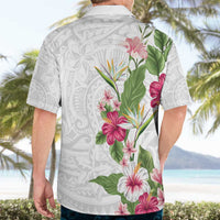 Hawaii Tropical Flowers Hawaiian Shirt Polynesian Tattoo White LT05 - Polynesian Pride
