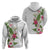 Hawaii Tropical Flowers Hoodie Polynesian Tattoo White