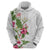 Hawaii Tropical Flowers Hoodie Polynesian Tattoo White