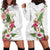 Hawaii Tropical Flowers Hoodie Dress Polynesian Tattoo White